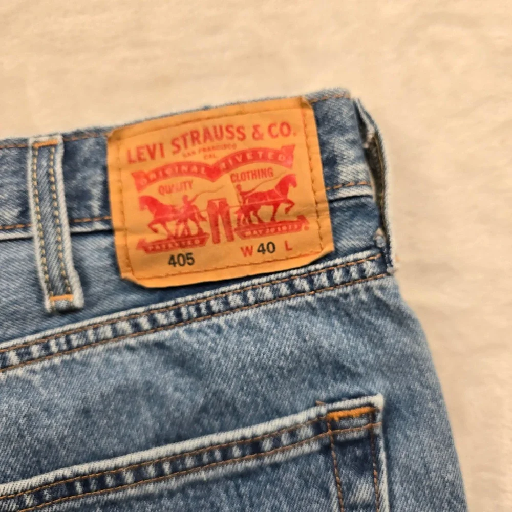 Levi's Denim Shorts Mens 40 Blue‎ 100% Cotton Casual 405 Standard Fit Jean 9